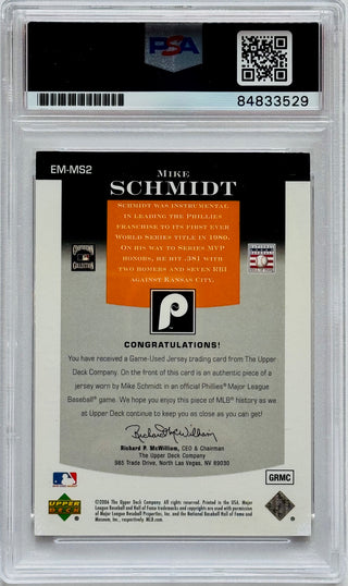 Mike Schmidt 2006 Autographed Upper Deck Epic Materials Jersey Card #75/185 (PSA)