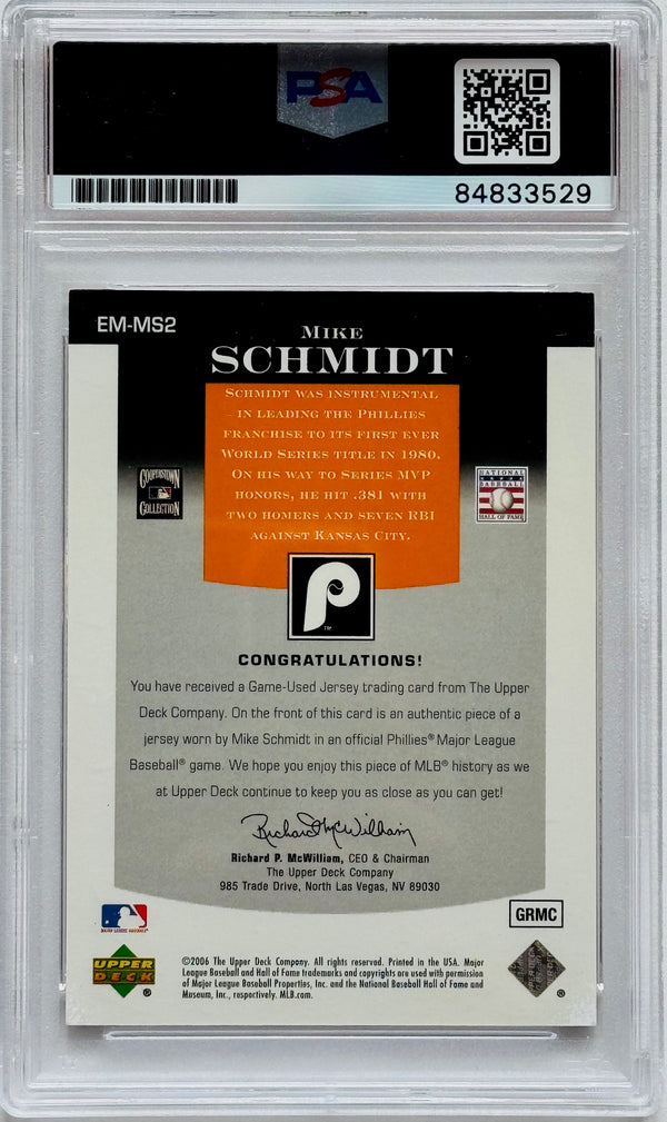 Mike Schmidt 2006 Autographed Upper Deck Epic Materials Jersey Card #75/185 (PSA)