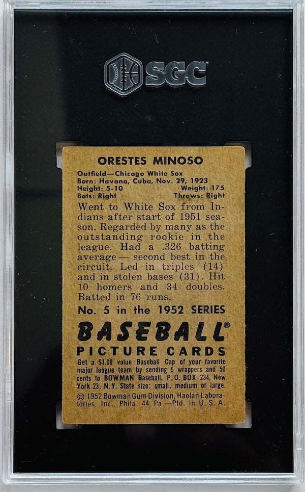 Orestes Minoso 1952 Bowman #5 Card SGC 5