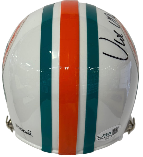 Uwe Von Schamann Autographed Miami Dolphins 2 Bar Mini Helmet (JSA)