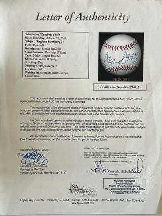 Stephen Strasburg Autographed Major League Baseball (JSA)