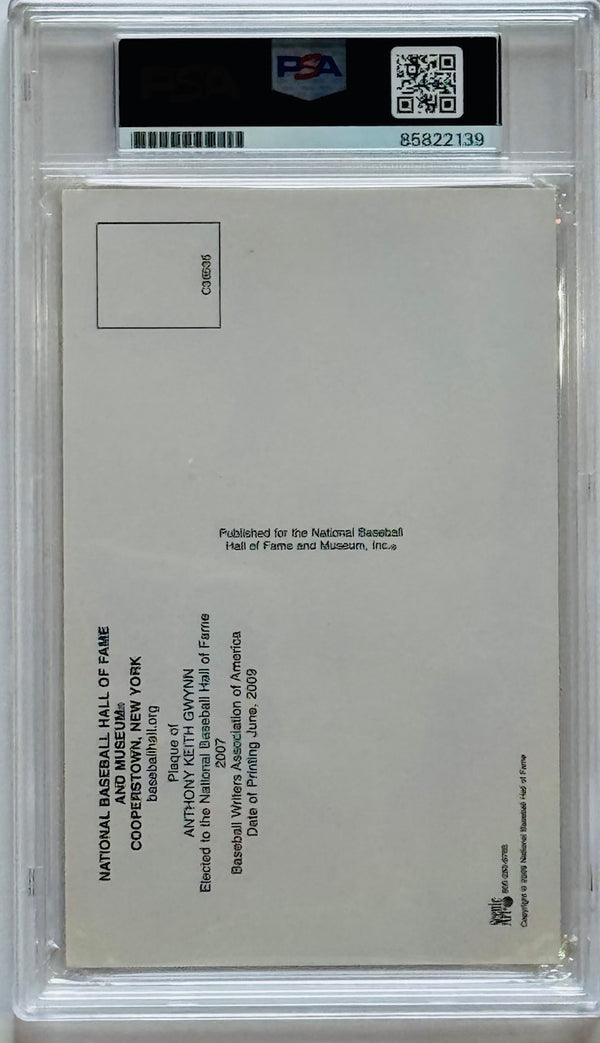 Tony Gwynn Autographed Hall of Fame Plaque Postcard (PSA)