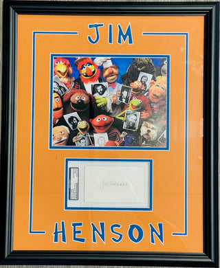 Jim Henson Autographed framed 3x5 index Card (PSA)