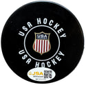 Matthew Tkachuk Signed Team USA Hockey Logo Puck (JSA Witness)