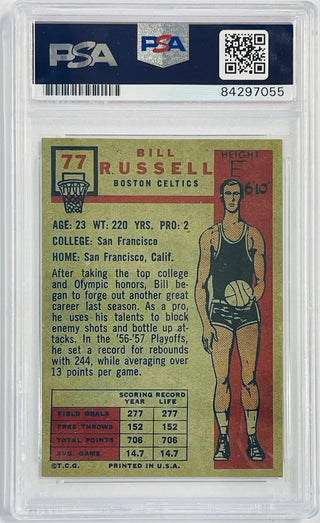 Bill Russell Autographed Rookie Reprint Card (PSA GM MT 10)