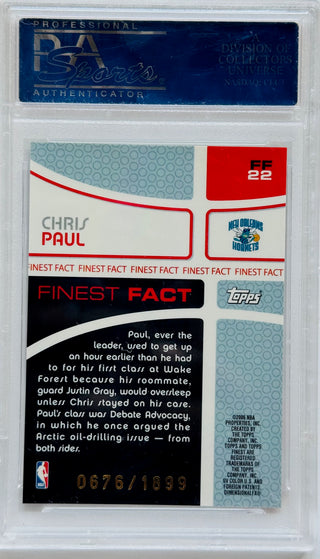 2005-06 Chris Paul Topps Finest Facts Rookie #FF22 #/1899 PSA Gem Mt 10