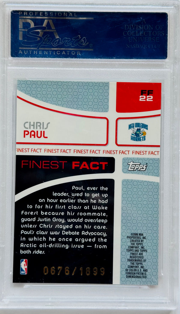 2005-06 Chris Paul Topps Finest Facts Rookie #FF22 #/1899 PSA Gem Mt 10