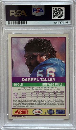 Darryl Talley Autographed 1989 Score Card #379S (PSA)