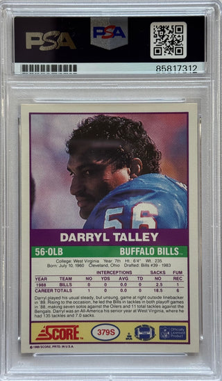 Darryl Talley Autographed 1989 Score Card #379S (PSA)