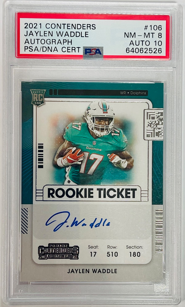 Jaylen Waddle Signed 2021 Panini Contenders Rookie Ticket Card #106 NM-MT8 AUTO10