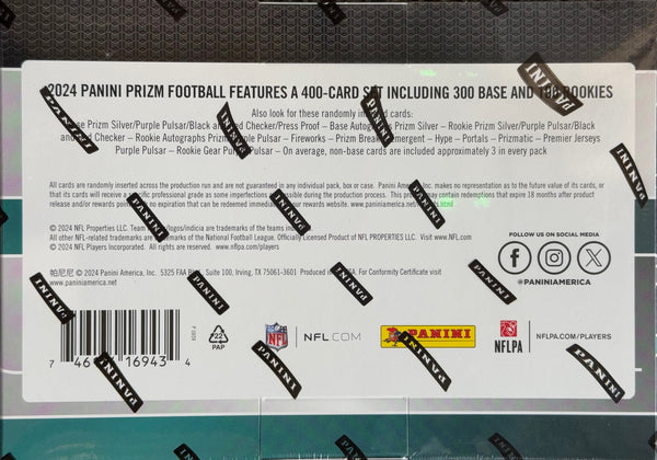 2024 Panini Prizm NFL Hobby Mega Box (Exclusive Purple Pulsar Prizms!)