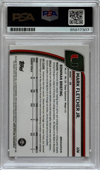 Mark Fletcher Jr Autographed 2024 Bowman U Chrome Card #126 (PSA)