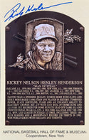 Rickey Henderson Autographed Hall of Fame Plaque Postcard (JSA)