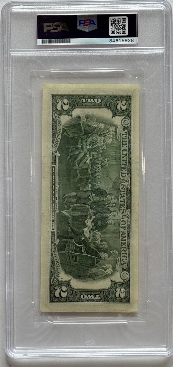 Charlie Sheen Autographed 2 Dollar Bill Slabbed (PSA Gem Mt 10)