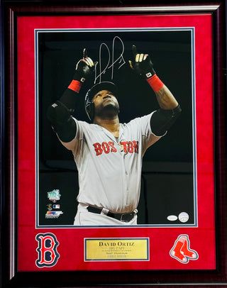 David Ortiz Autographed Red Sox 16x20 Framed Baseball Photo (JSA)