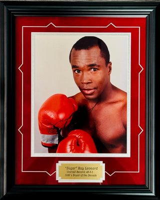 Sugar Ray Leonard Autographed 8x10 Framed Boxing Photo