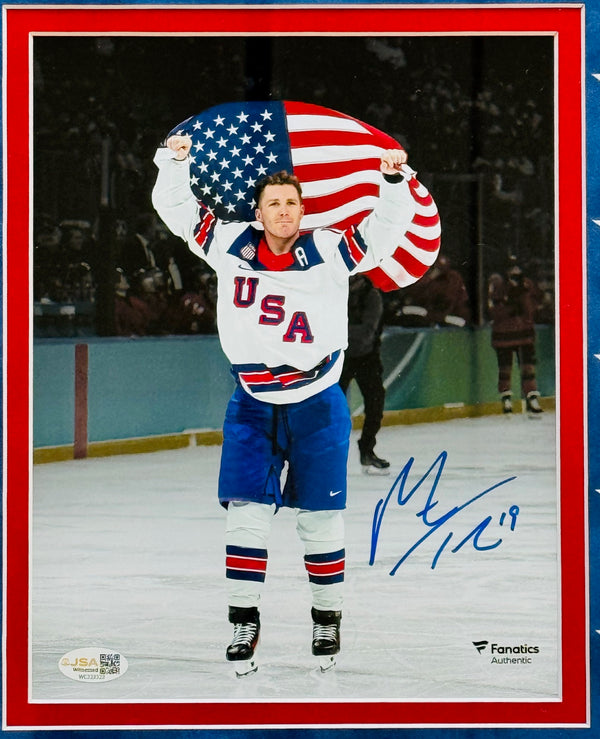 Matthew Tkachuk Autographed 8x10 Olympics Team USA (JSA Witness)