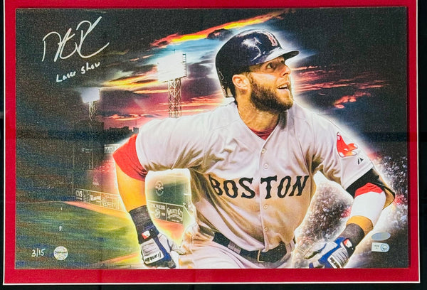 Dustin Pedroia Autographed Red Sox 11x14 Framed Canvas Photo (JSA)