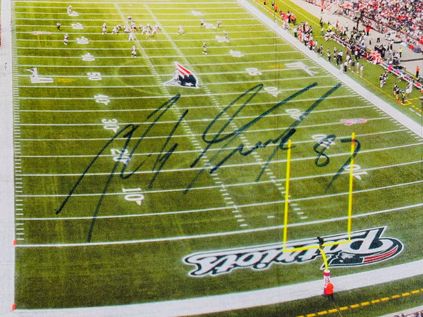 Rob Gronkowski Autographed Patriots 24 x 31 Framed Canvas Photo (JSA)