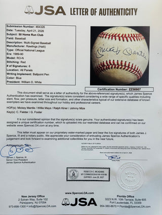 50 Home Run Club Autographed Official Baseball Mantle & Mays (JSA)