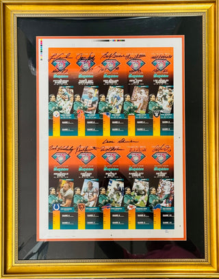 Miami Dolphins 10 Greatest Dolphins Signed Uncut Season Ticket Sheet Framed #34/325