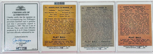 1996 Joe DiMaggio Signature Series Porcelain Baseball Card Collection Autograph #78/500