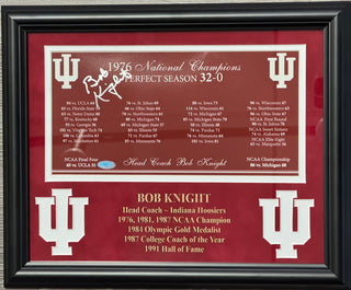 Bobby Knight Signed 1976 Hoosiers Perfect Season Photo Framed (Steiner)