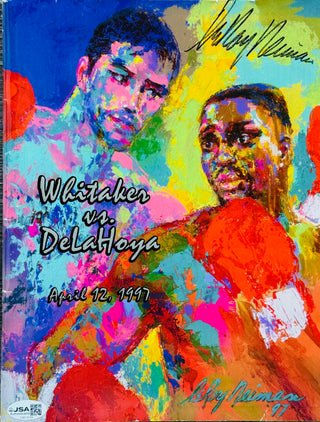 Leroy Neiman Signed Whitaker vs De La Hoya Boxing Program April 12 1997 (JSA)