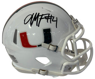 Mark Fletcher Jr Autographed Hurricanes Speed Mini Helmet (JSA Witness)