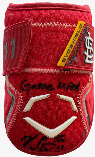 Victor Scott II Autographed Evoshield Game Used Cardinals Elbow Guard (Beckett Witness)