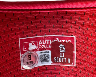 Victor Scott II Autographed Evoshield Game Used Cardinals Elbow Guard (Beckett Witness)
