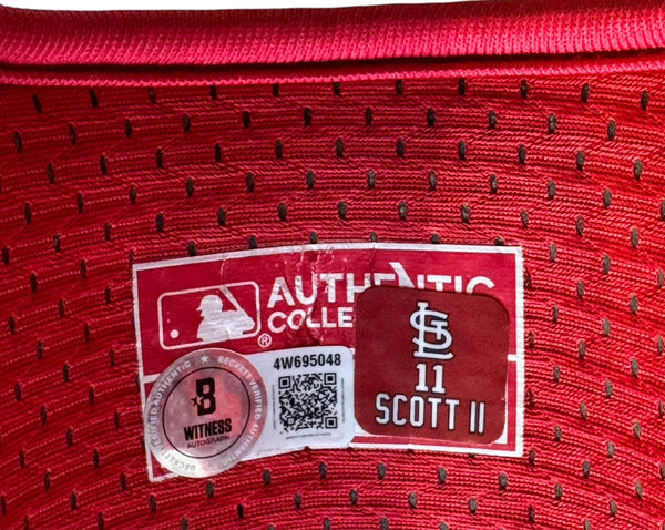 Victor Scott II Autographed Evoshield Game Used Cardinals Elbow Guard (Beckett Witness)