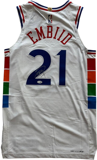 Joel Embiid Autographed Sixers Nike Swingman City Editon Jersey (JSA)