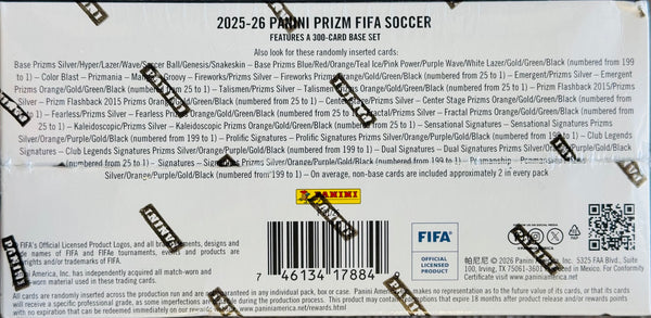 2025-26 Panini Prizm FIFA Soccer Hobby Box