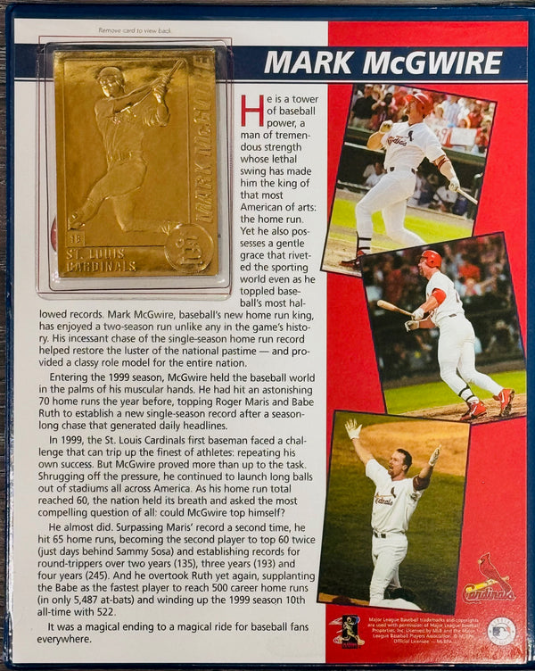 1999 Mark McGwire Sammy Sosa 22kt Gold foil Home Run Record Cards