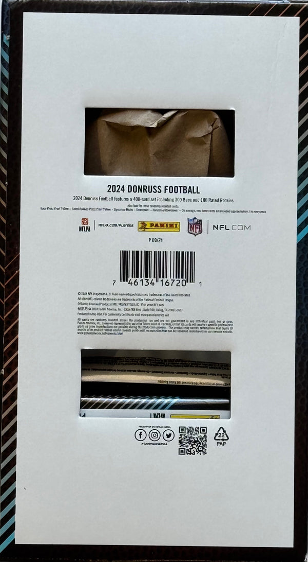 2024 Donruss Football Gravity Feed Box 48 Sealed Packs(1 Exclusive Yellow Parallel Per Pack)