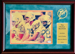 Jim Kiick Larry Csonka & Mercury Morris Autographed 8x10 Framed Photo (JSA)