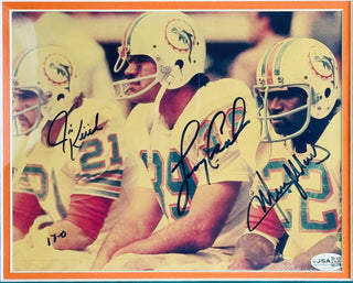 Jim Kiick Larry Csonka & Mercury Morris Autographed 8x10 Framed Photo (JSA)