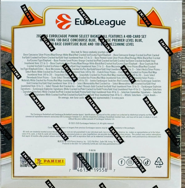 2025-26 Select EuroLeague Basketball Hobby Megas (Look Exclusive Cracked Ice Prizms)