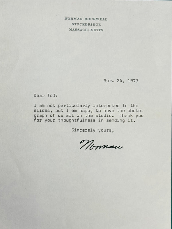 Norman Rockwell Autographed April 24, 1973 Letter (Beckett)