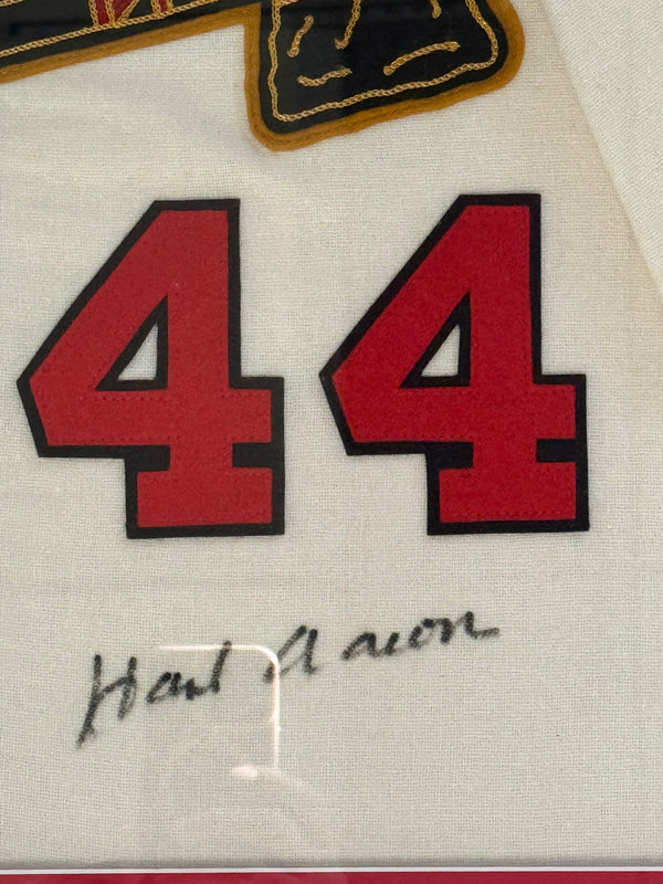 Hank Aaron Autographed Milwaukee Braves Mitchell & Ness Framed Jersey (JSA)