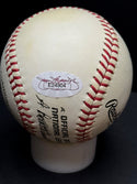 Al Barlick "Natl league 1940-1971 Hall of fame Feb 28 1989" Autographed Official Major League Baseball (JSA)