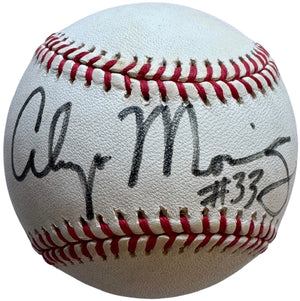 Alonzo Mourning AutographedOfficial American League Baseball Miami Heat (JSA)