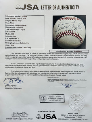 Steven Tyler Aerosmith Autographed Official Major League Baseball (JSA)