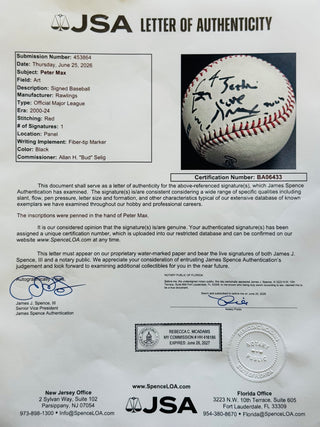 Peter Max Autographed Official Major League Baseball (JSA)