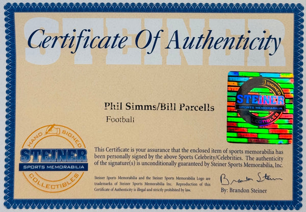 Bill Parcells & Phil Simms Autographed Official Wilson Football (Steiner)