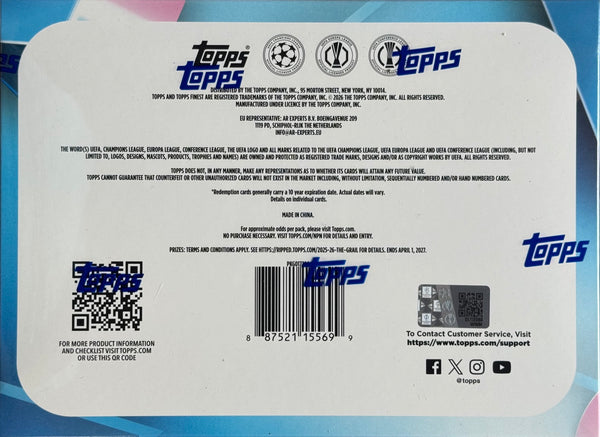 2025-26 Topps UEFA Club Competitions Finest Soccer Hobby Box