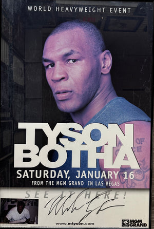 Mike Tyson Signed 1999 Original MGM Grand Fight Poster Tyson vs Botha 24x36 Framed