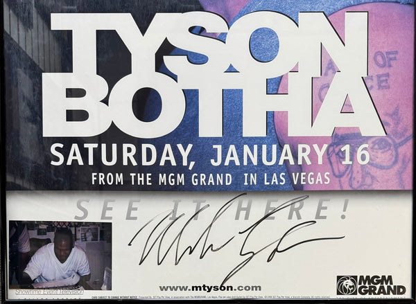 Mike Tyson Signed 1999 Original MGM Grand Fight Poster Tyson vs Botha 24x36 Framed