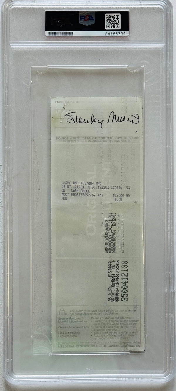Stan Musial Autographed Personal Check signed twice (PSA)